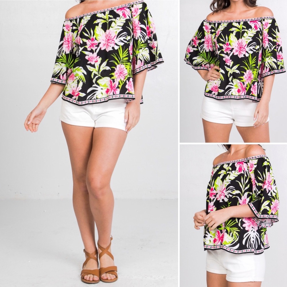 ✅NEW✅ Floral Print Flutter Sleeve Top
